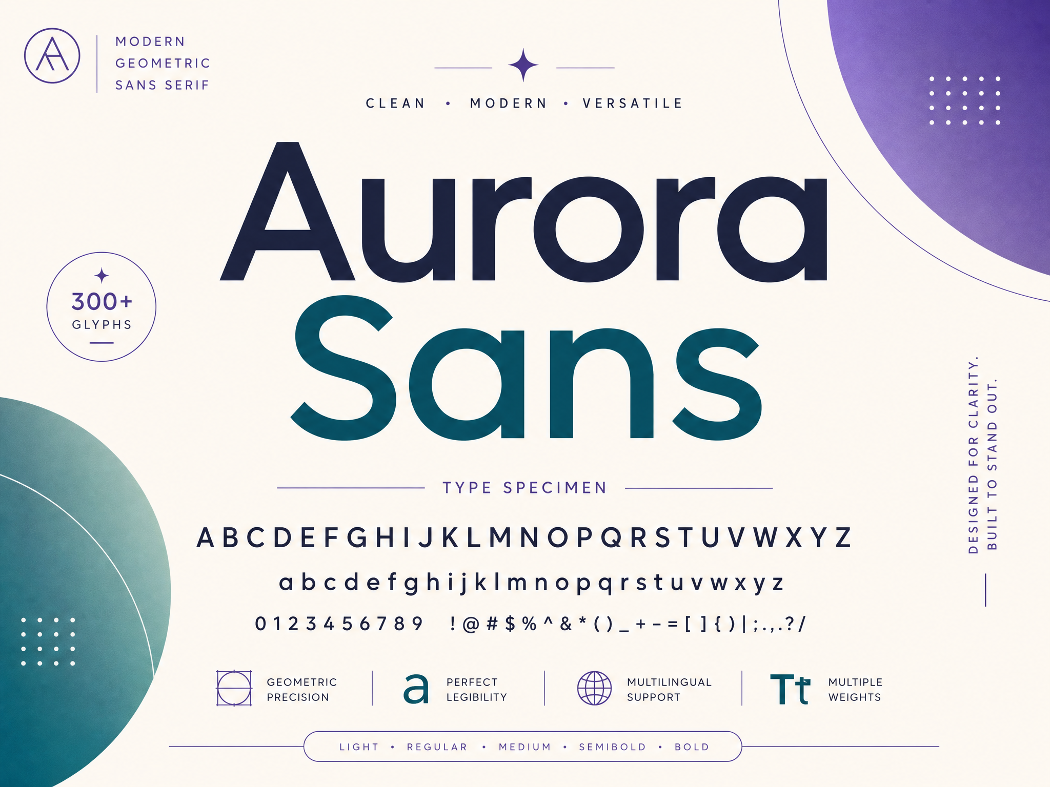 Aurora Sans — Modern Başlık Fontu tasarım önizlemesi