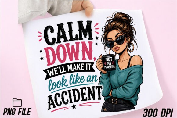 Calm Down Esprili Kadın Tasarımlı PNG Dosyası tasarım önizlemesi