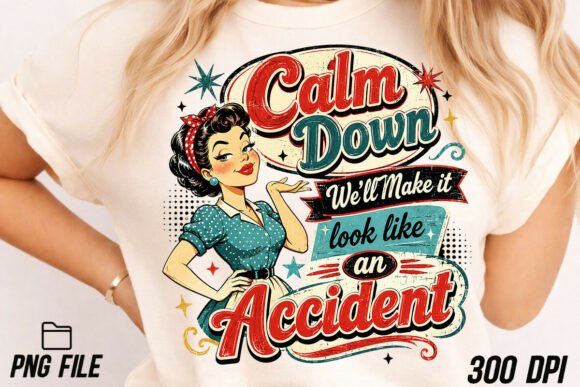 Retro Calm Down Vintage Tişört Tasarımı PNG tasarım önizlemesi