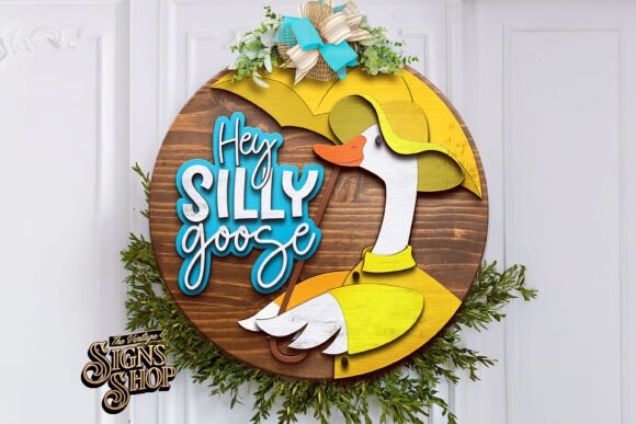 Hey Silly Goose Lazer Kesim Ahşap Kapı Süsü Tasarımı tasarım önizlemesi