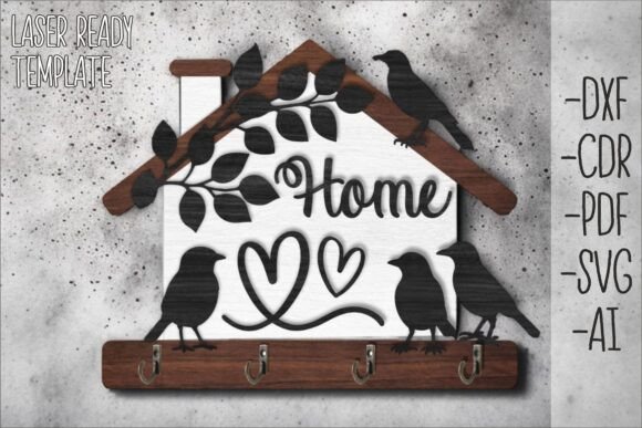 Ahşap Home Askılık Lazer Kesim Tasarımı tasarım önizlemesi