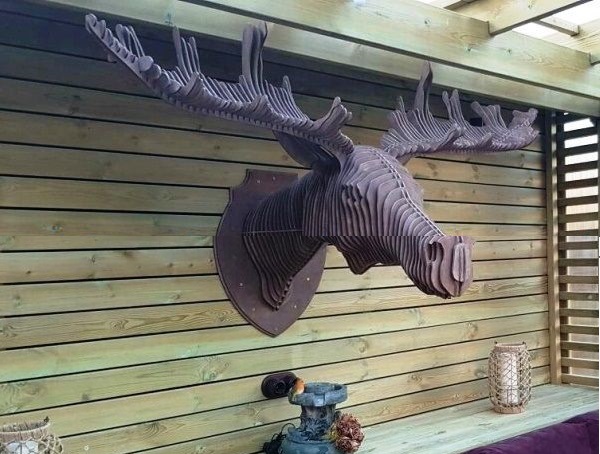 Ahşap Lazer Kesim 3D Geyik Kafası Tasarım Dosyası tasarım önizlemesi