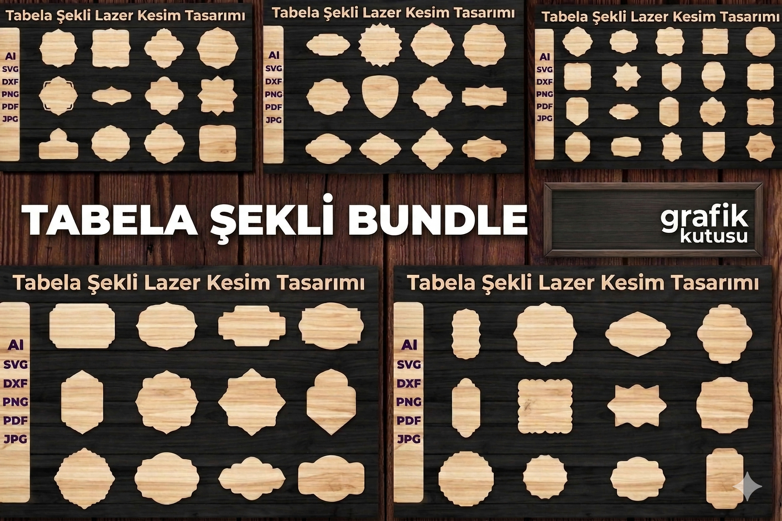 Tabela Şekli Lazer Kesim Tasarımı Bundle tasarım önizlemesi