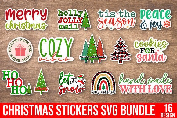 Yılbaşı Temalı Sevimli Sticker ve SVG Tasarım Seti tasarım önizlemesi