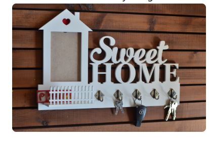 Sweet Home Ahşap Anahtarlık Lazer Kesim Dosyası tasarım önizlemesi