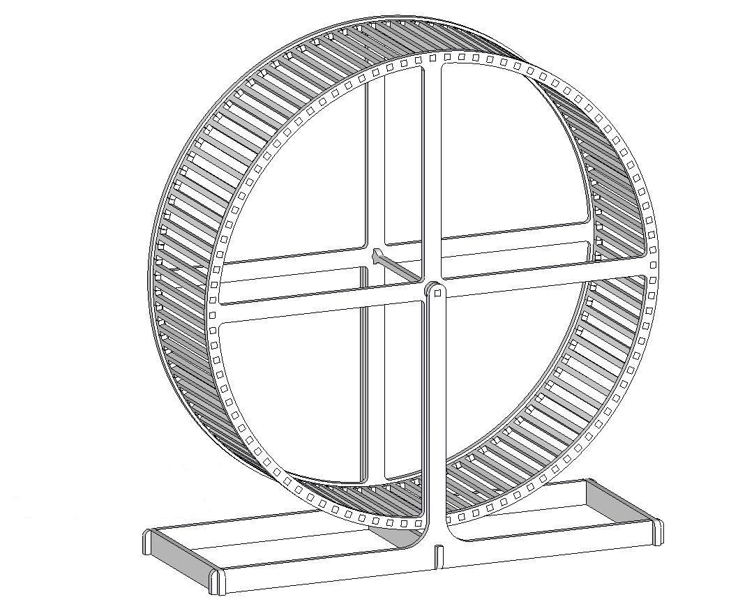 Lazer Kesim için 3D Hamster Çarkı Tasarımı DXF tasarım önizlemesi