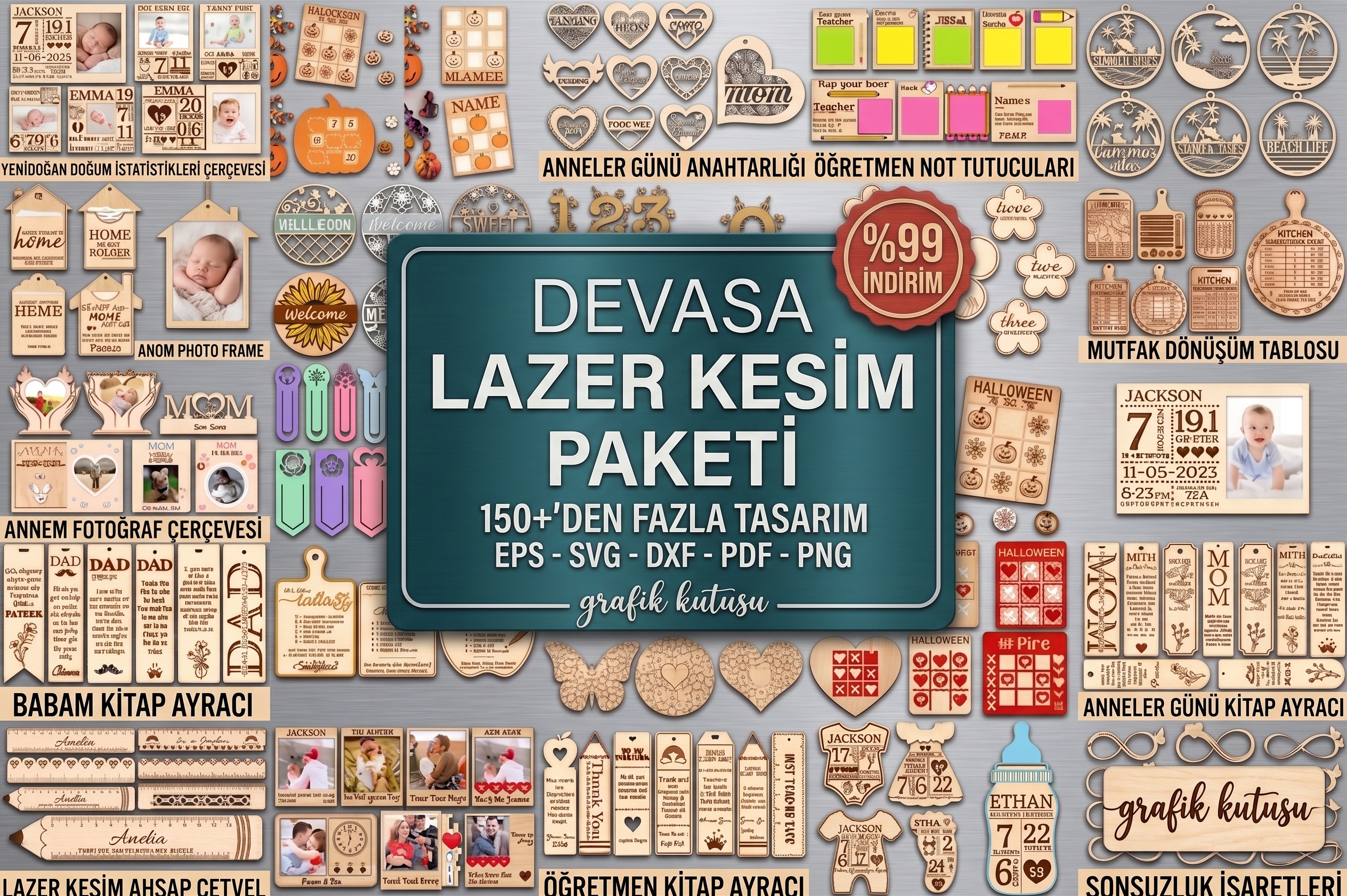 150+ Lazer Kesim Dosyaları Paketi - Lazer Kesim Dosyaları İndir (DXF, SVG, ZIP)