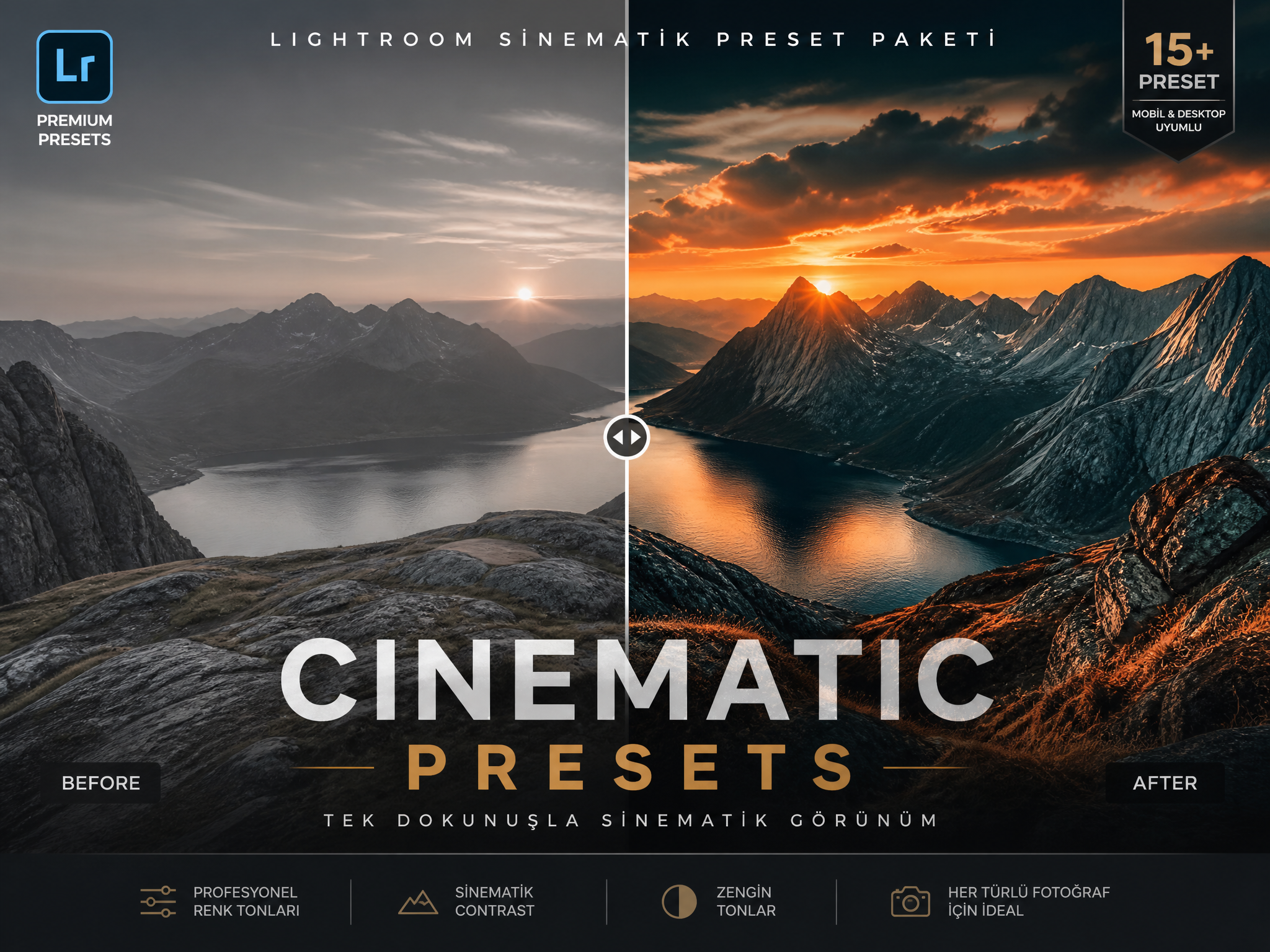 Lightroom Sinematik Preset Paketi tasarım önizlemesi