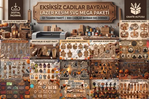 Cadılar Bayramı Mega Paketi - Lazer Kesim ve Çizim Dosyası (SVG, DXF, EPS, AI, PDF, PNG) - Lazer Kesim Dosyaları İndir (DXF, SVG, AI)
