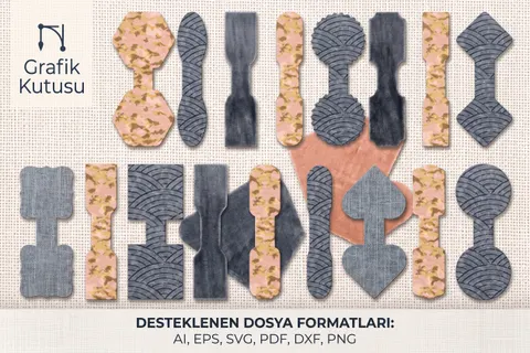 Deri Anahtarlık Şablonu Paketi - Lazer Kesim ve Çizim Dosyası (SVG, DXF, EPS, AI, PDF, PNG) - Lazer Kesim Dosyaları İndir (DXF, SVG, AI)