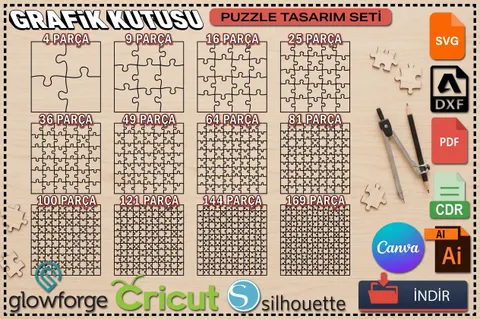 Yapboz Seti - Lazer Kesim ve Çizim Dosyası (SVG, DXF, AI, CDR, PDF) - Lazer Kesim Dosyaları İndir (DXF, SVG, CDR)