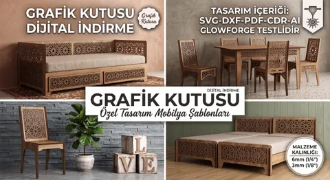 3 Boyutlu Minyatür Oyuncak Ev Mobilya Paketi - Lazer Kesim ve Çizim Dosyası (SVG, DXF, AI, CDR, STUDIO3, PDF) - Lazer Kesim Dosyaları İndir (DXF, SVG, CDR)