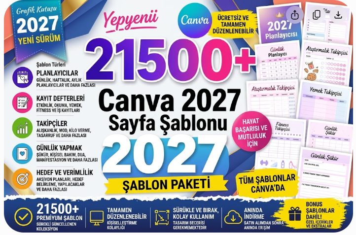 13200'den fazla Canva Sayfa Şablonu | KDP 2027 Grafik tasarım önizlemesi