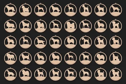 Köpek Irkları İsimlik ve Süs Seti - Lazer Kesim ve Çizim Dosyası (SVG, DXF, EPS, AI, PDF) - Lazer Kesim Dosyaları İndir (DXF, SVG, AI)