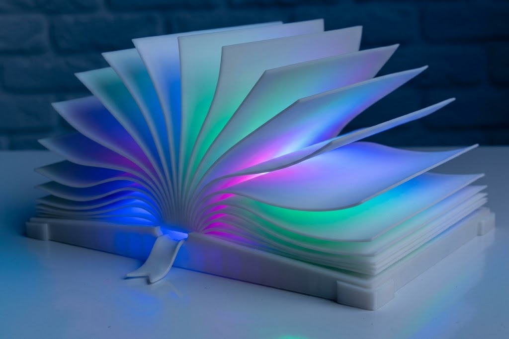 Açık Kitap Şeklinde LED Gece Lambası - 3D Baskı ve Model Dosyası (STL, 3MF) - Vektörel Tasarım ve İndirilebilir Çizim Dosyası