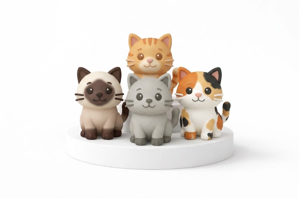 Sevimli Oturan Kedi Biblosu ve Mini Figür - 3D Baskı ve Model Dosyası (STL, 3MF) - Vektörel Tasarım ve İndirilebilir Çizim Dosyası