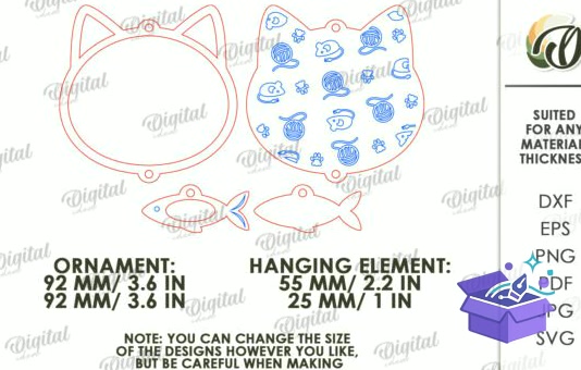 Noel Ağacı Evcil Hayvan Süsleri Paketi - Tasarım Çizim Dosyası (SVG, DXF, EPS, PNG) önizleme 3