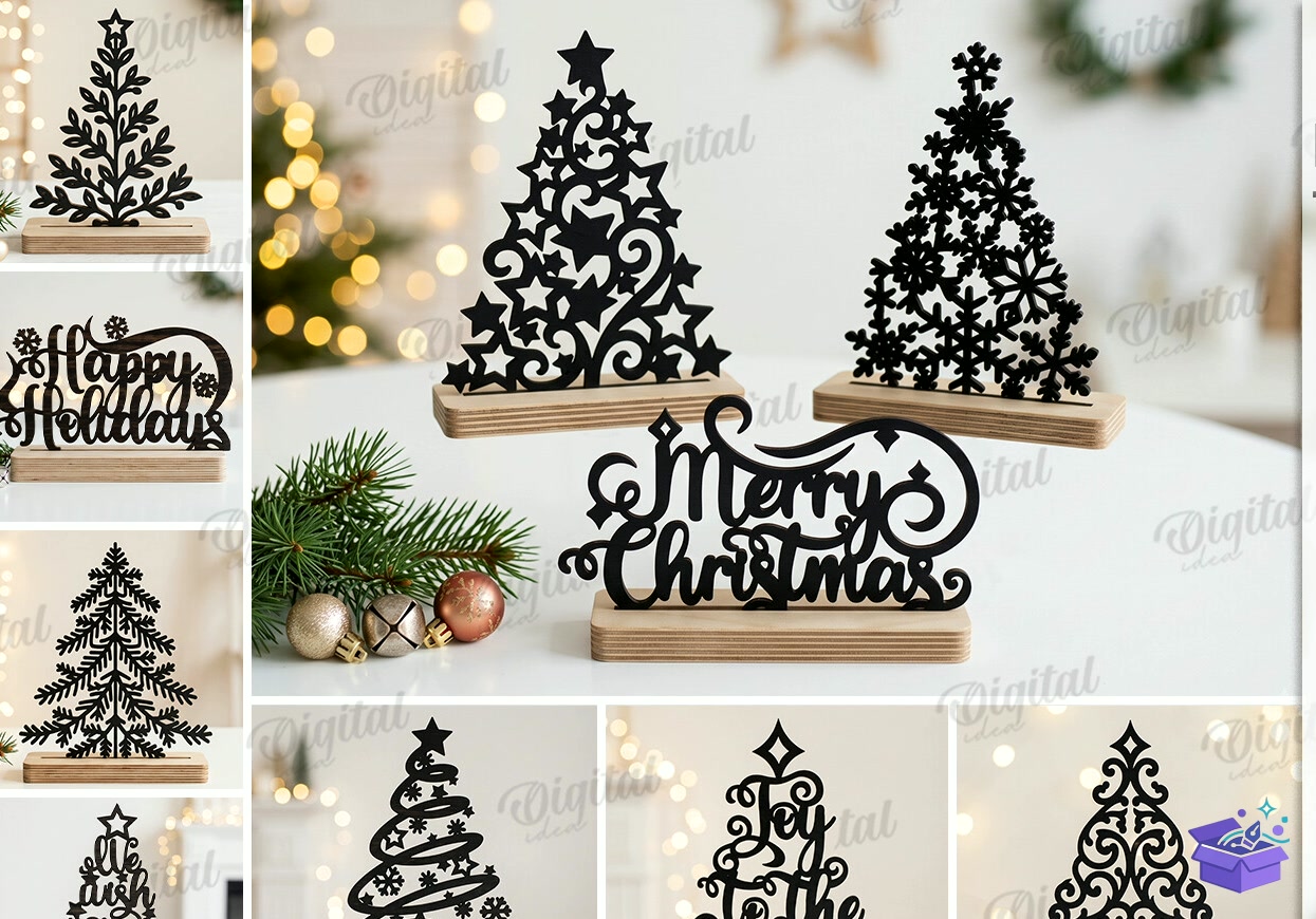 Yılbaşı Stand Decors Lazer Kesim - Tasarım Çizim Dosyası (SVG, DXF, EPS, PNG) - Lazer Kesim Dosyaları İndir (STL, 3MF, DXF)