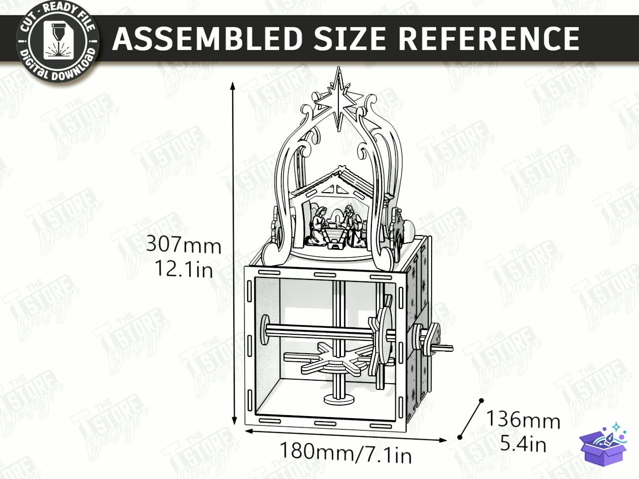 Noel Kinetik Oyuncak Lazer Kesim Paketi - Tasarım Çizim Dosyası (SVG, DXF, EPS, PNG) önizleme 3