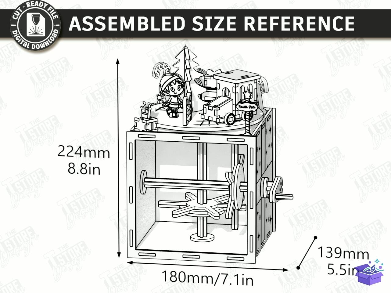 Noel Kinetik Oyuncak Lazer Kesim Paketi - Tasarım Çizim Dosyası (SVG, DXF, EPS, PNG) önizleme 4