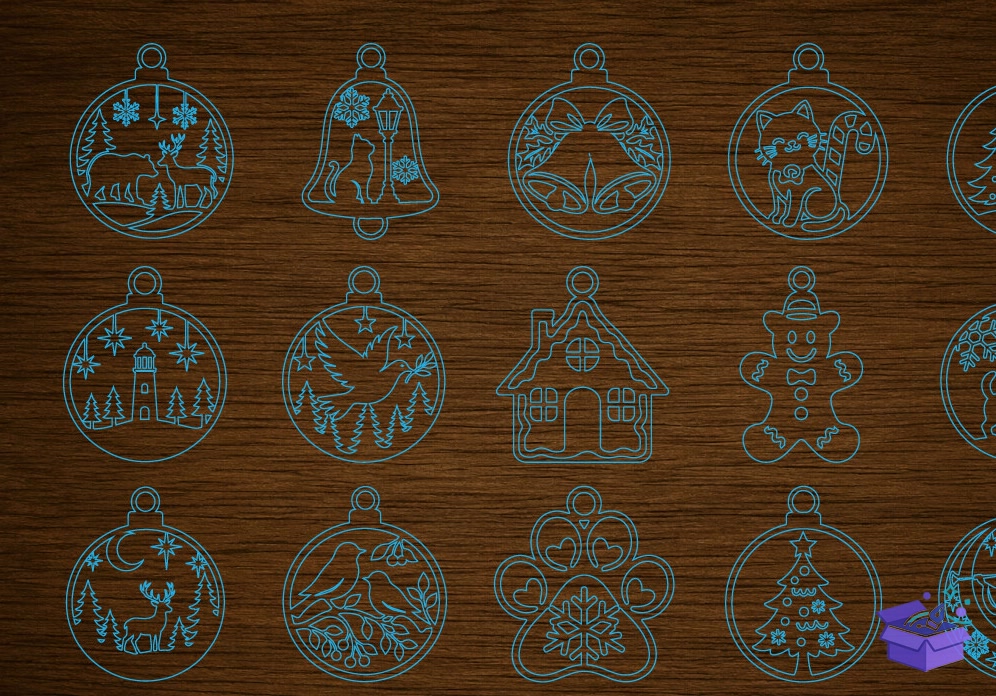 Lazer Kesim Noel Süsleri SVG Paketi - Tasarım Çizim Dosyası (SVG, DXF, EPS, PNG) önizleme 3