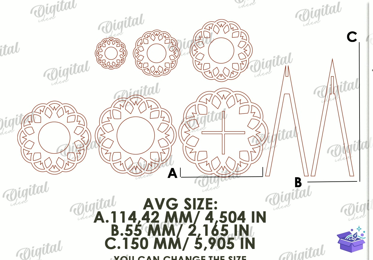 Noel Ağacı Şeklinde Mum Tutacakları Seti - Tasarım Çizim Dosyası (SVG, DXF, EPS, PNG) önizleme 6