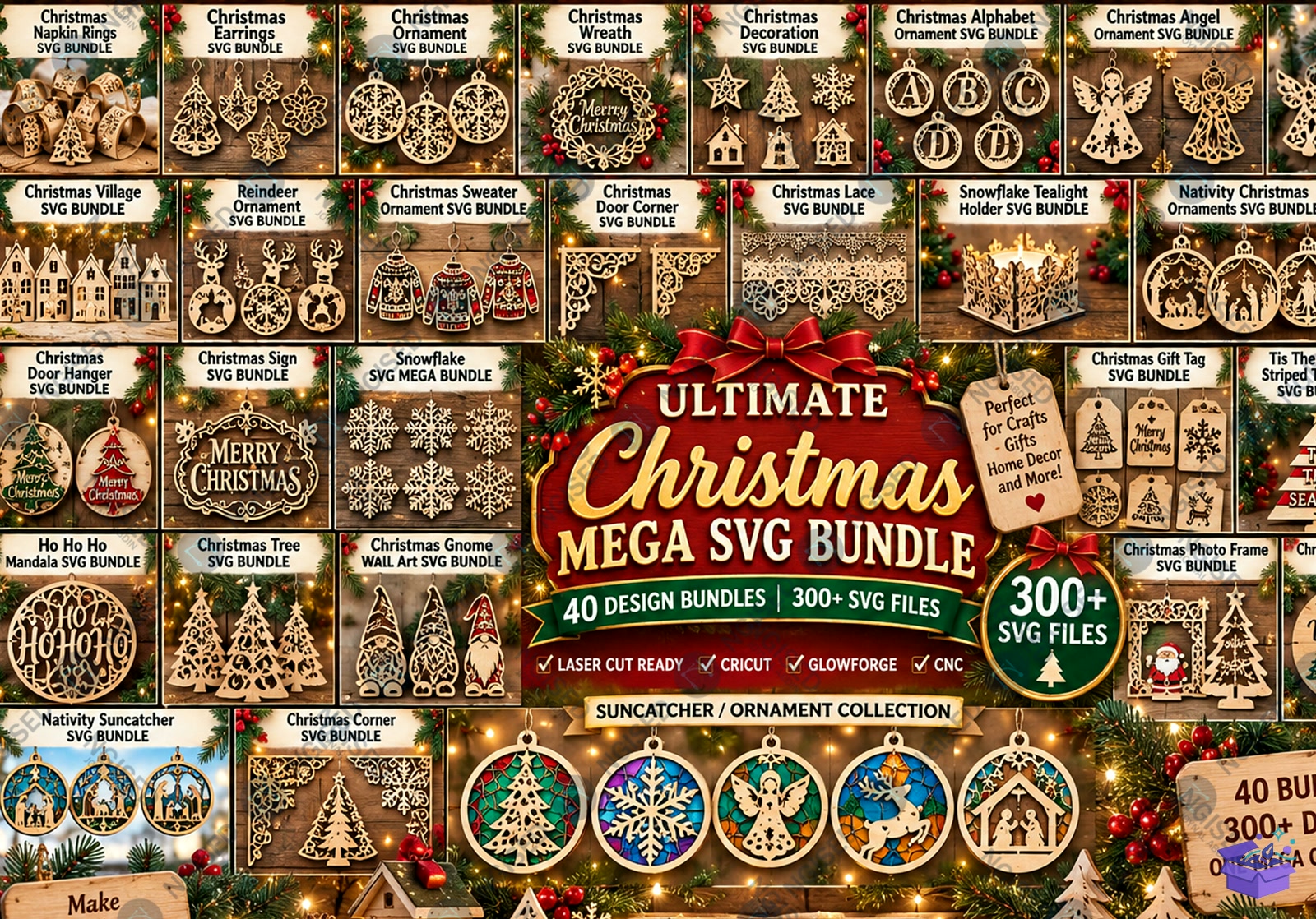 En İyi Noel Mega SVG Paketi - Tasarım Çizim Dosyası (SVG, DXF, EPS, PNG) - Lazer Kesim Dosyaları İndir (DXF, SVG, EPS)