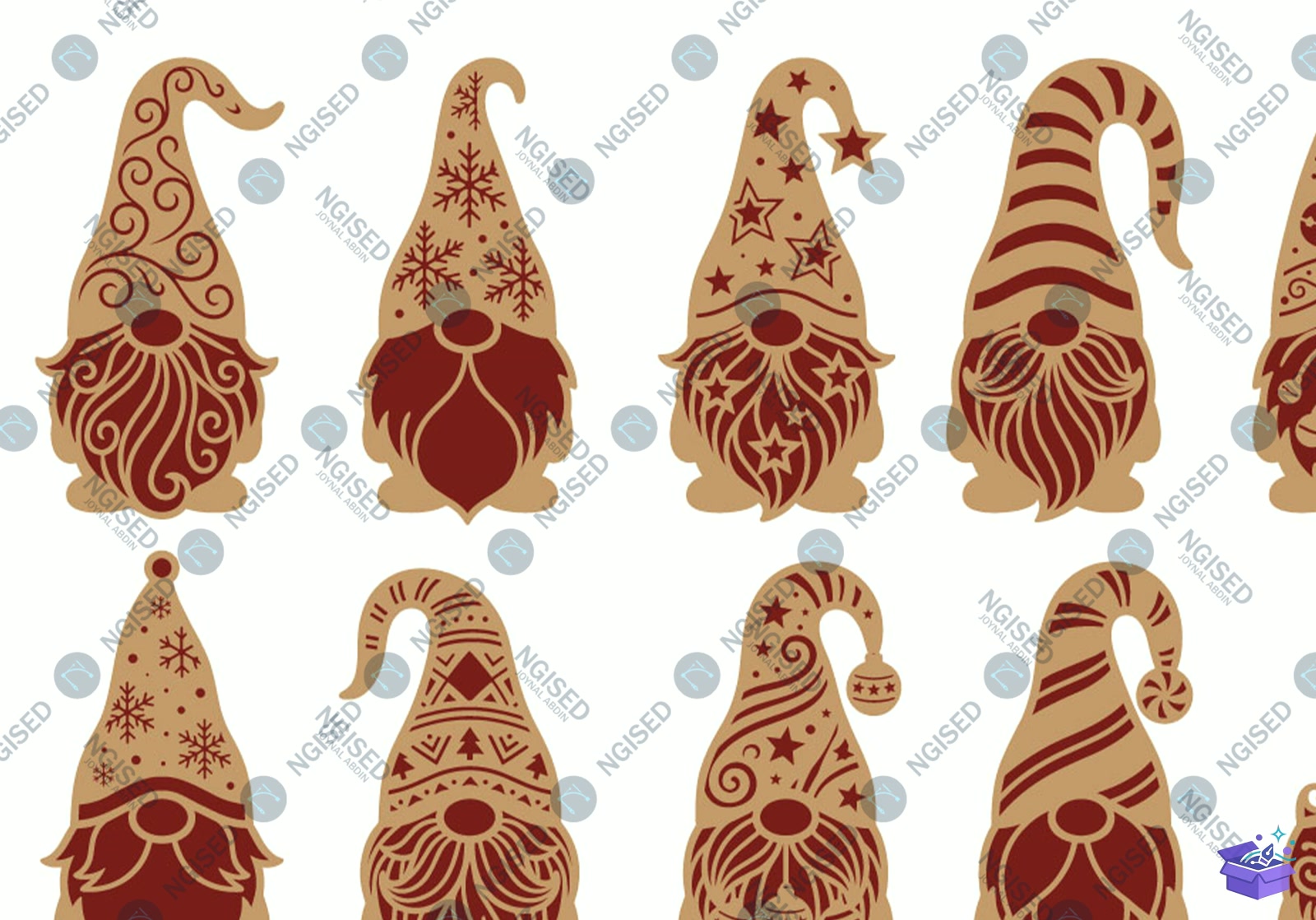 Dekoratif Noel Cücesi SVG Paketi - Tasarım Çizim Dosyası (SVG, DXF, EPS, PNG) önizleme 2
