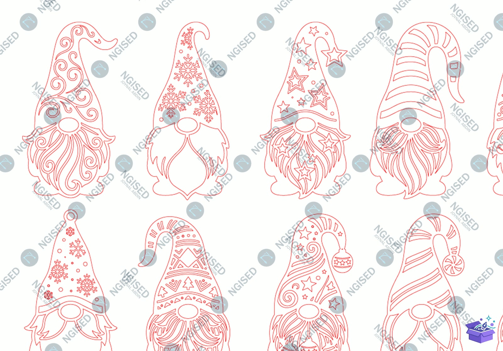 Dekoratif Noel Cücesi SVG Paketi - Tasarım Çizim Dosyası (SVG, DXF, EPS, PNG) önizleme 3
