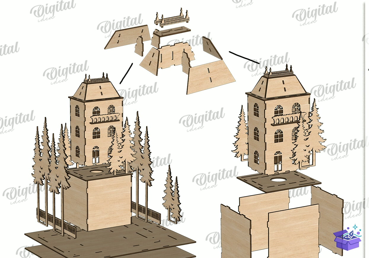 Noel Köyü Işık Standları Paketi - Tasarım Çizim Dosyası (SVG, DXF, EPS, PNG) önizleme 4