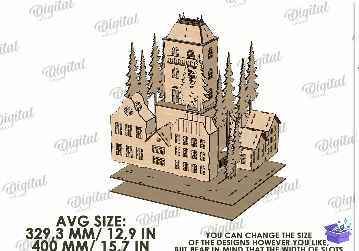 Noel Köyü Işık Standları Paketi - Tasarım Çizim Dosyası (SVG, DXF, EPS, PNG) önizleme 6