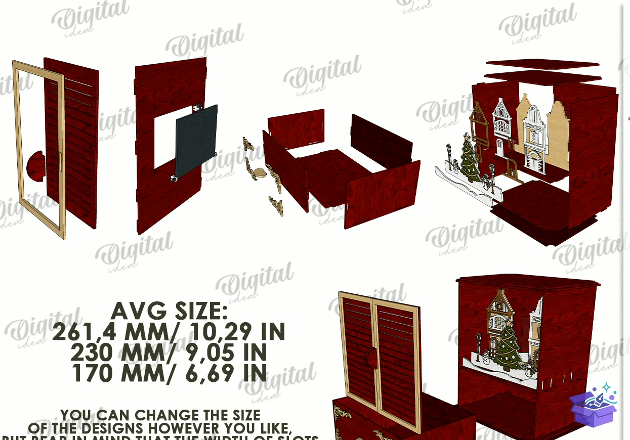Lazer Kesim Noel Standı Dekor Paketi - Tasarım Çizim Dosyası (SVG, DXF, EPS, PNG) önizleme 3