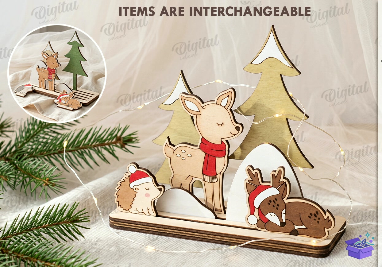 Interchangeable Yılbaşı Stand - Tasarım Çizim Dosyası (SVG, DXF, EPS, PNG) önizleme 2