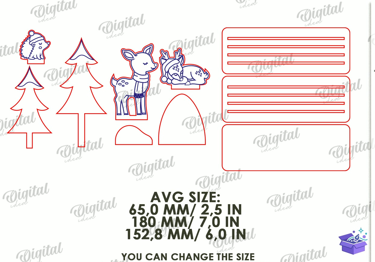 Interchangeable Yılbaşı Stand - Tasarım Çizim Dosyası (SVG, DXF, EPS, PNG) önizleme 3