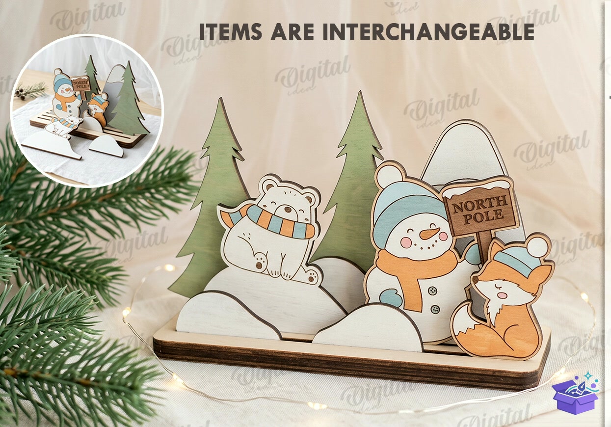Interchangeable Yılbaşı Stand - Tasarım Çizim Dosyası (SVG, DXF, EPS, PNG) önizleme 4