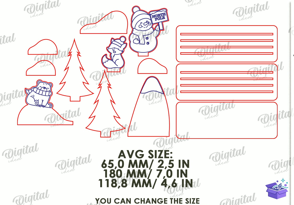 Interchangeable Yılbaşı Stand - Tasarım Çizim Dosyası (SVG, DXF, EPS, PNG) önizleme 5