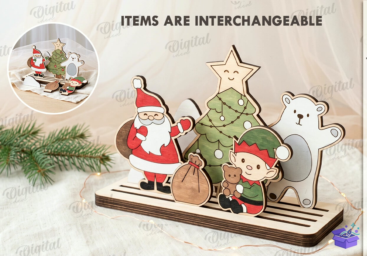 Interchangeable Yılbaşı Stand - Tasarım Çizim Dosyası (SVG, DXF, EPS, PNG) önizleme 6