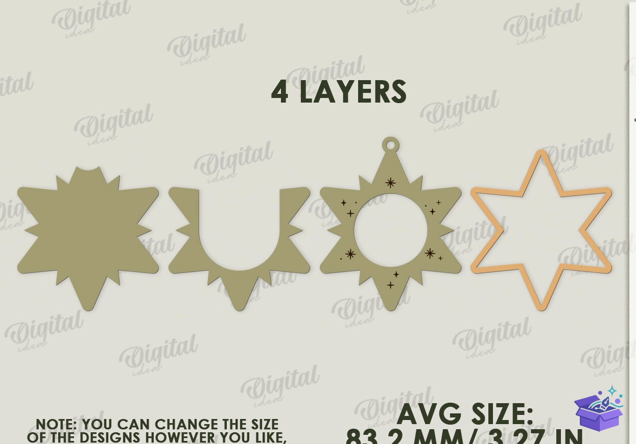 Yılbaşı Çerçeve Süs Laser - Tasarım Çizim Dosyası (SVG, DXF, EPS, PNG) önizleme 3