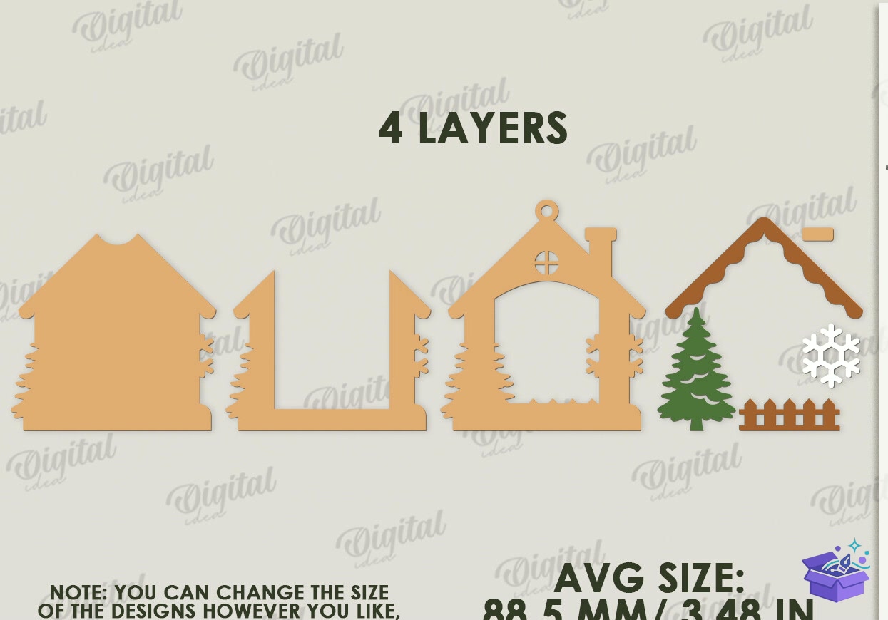 Yılbaşı Çerçeve Süs Laser - Tasarım Çizim Dosyası (SVG, DXF, EPS, PNG) önizleme 5