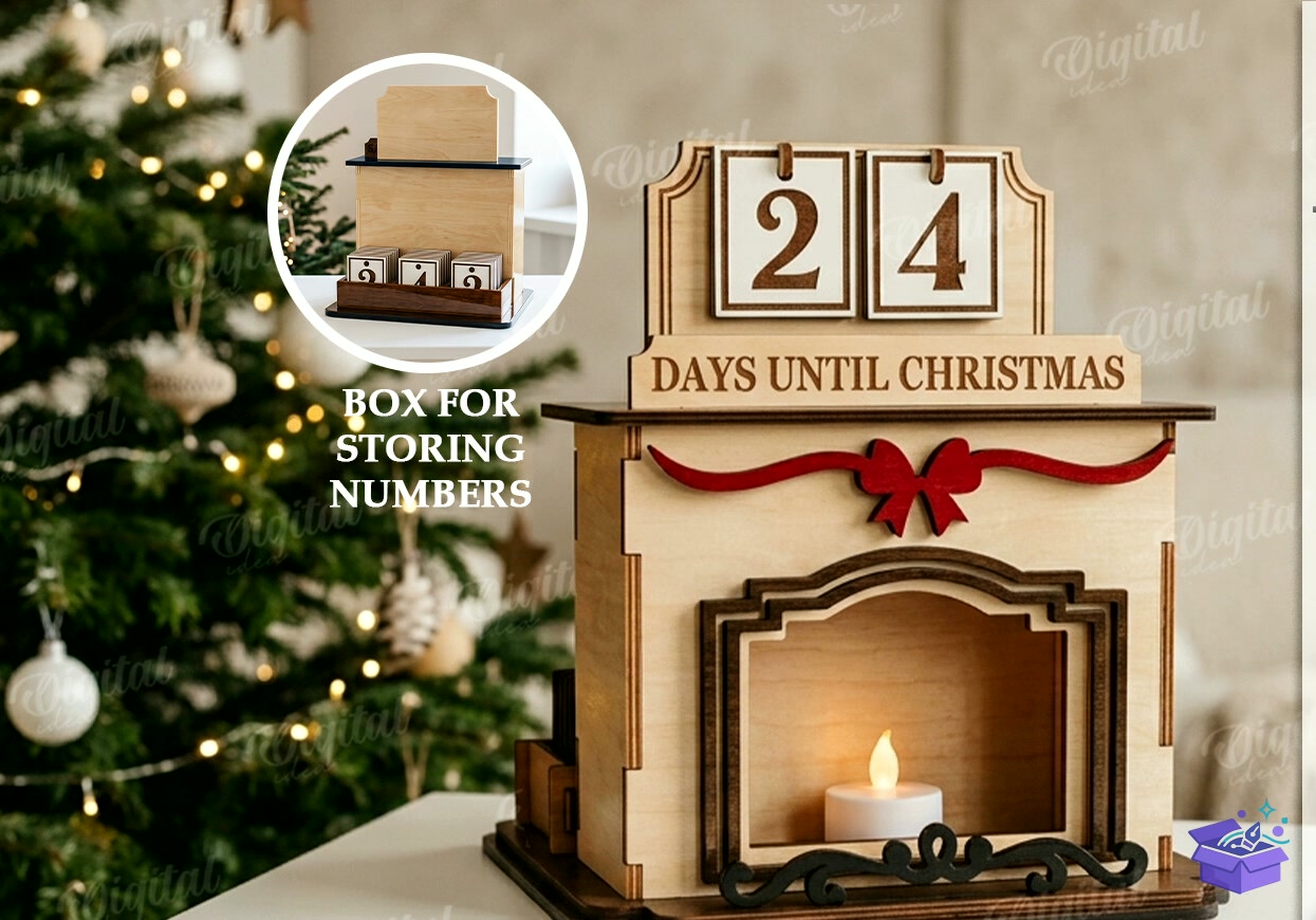 Yılbaşı Countdown Calendar Lazer Kesim - Tasarım Çizim Dosyası (SVG, DXF, EPS, PNG) önizleme 3
