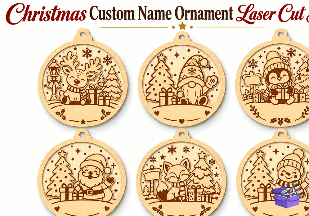 Yılbaşı Custom Name Süs Lazer Kesim - Tasarım Çizim Dosyası (SVG, DXF, EPS, PNG) önizleme 3