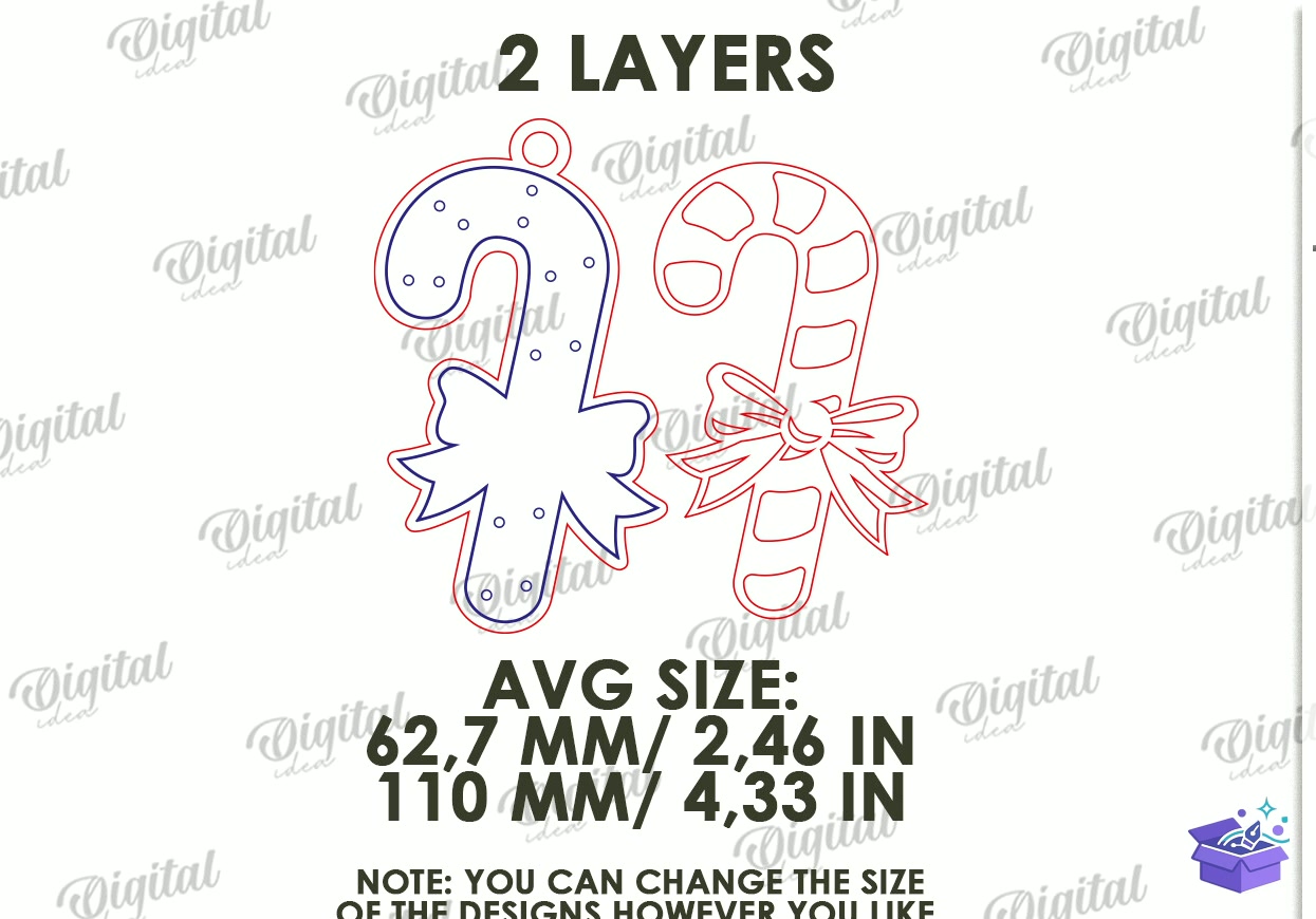 Yılbaşı Ağaç Süsü Lazer Kesim - Tasarım Çizim Dosyası (SVG, DXF, EPS, PNG) önizleme 6