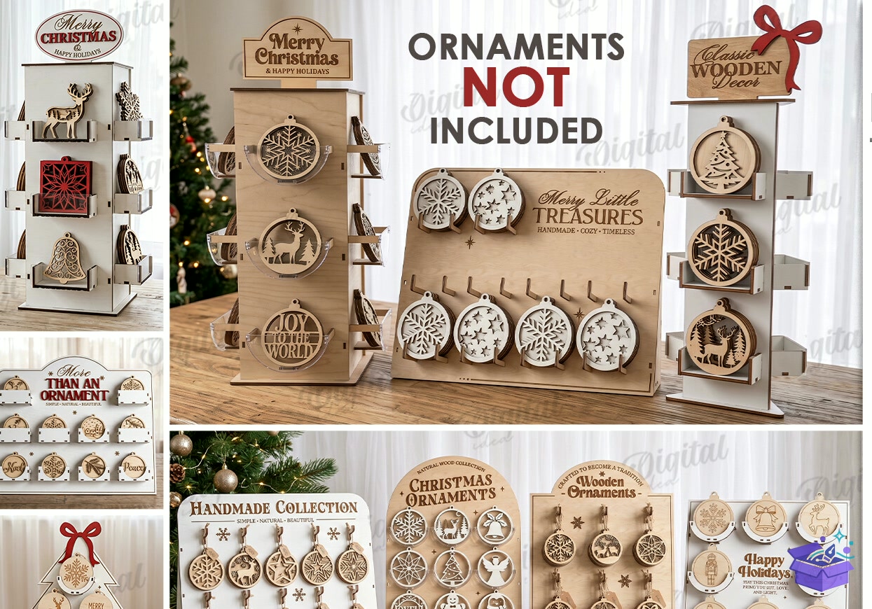 Yılbaşı Ağaç Süsü Display Stand - Tasarım Çizim Dosyası (SVG, DXF, EPS, PNG) - Lazer Kesim Dosyaları İndir (STL, 3MF, DXF)