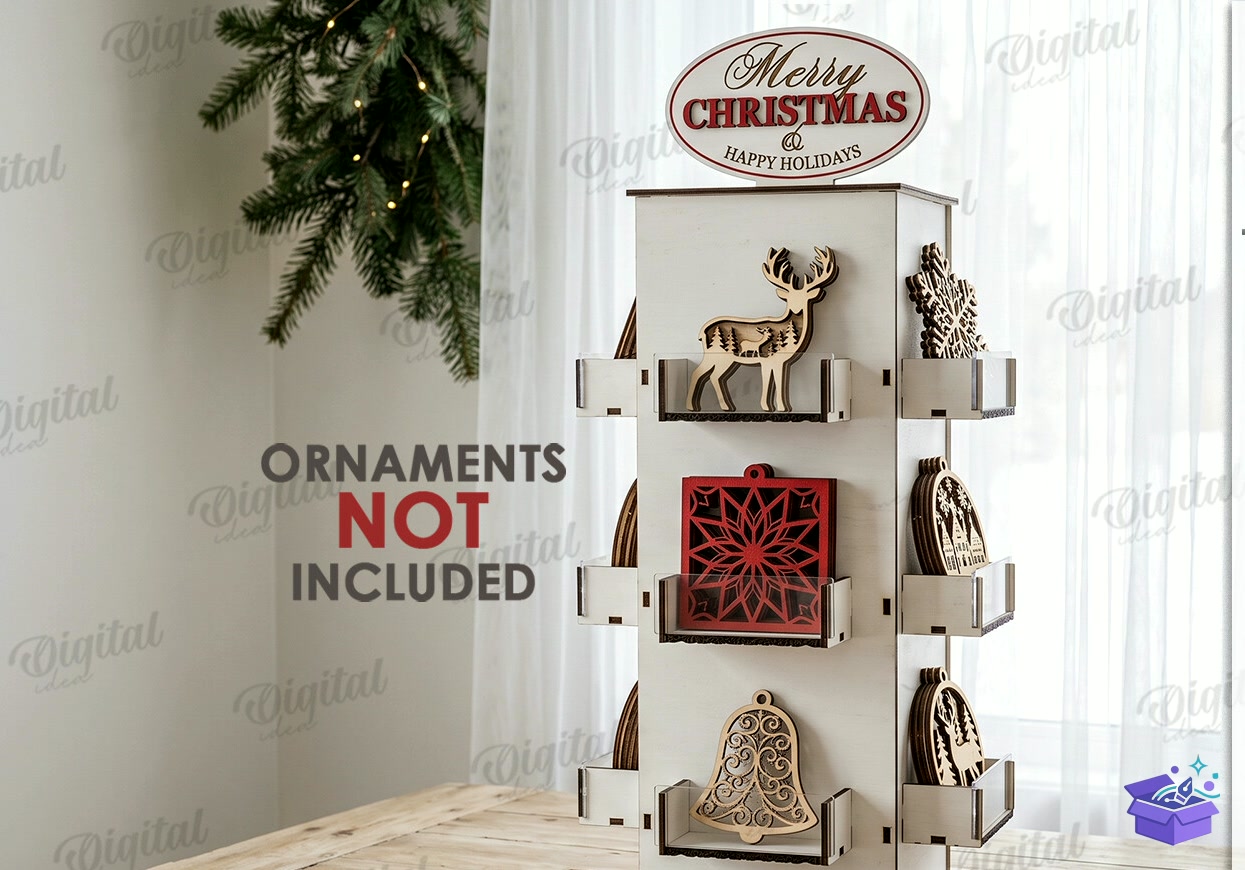 Yılbaşı Ağaç Süsü Display Stand - Tasarım Çizim Dosyası (SVG, DXF, EPS, PNG) önizleme 2
