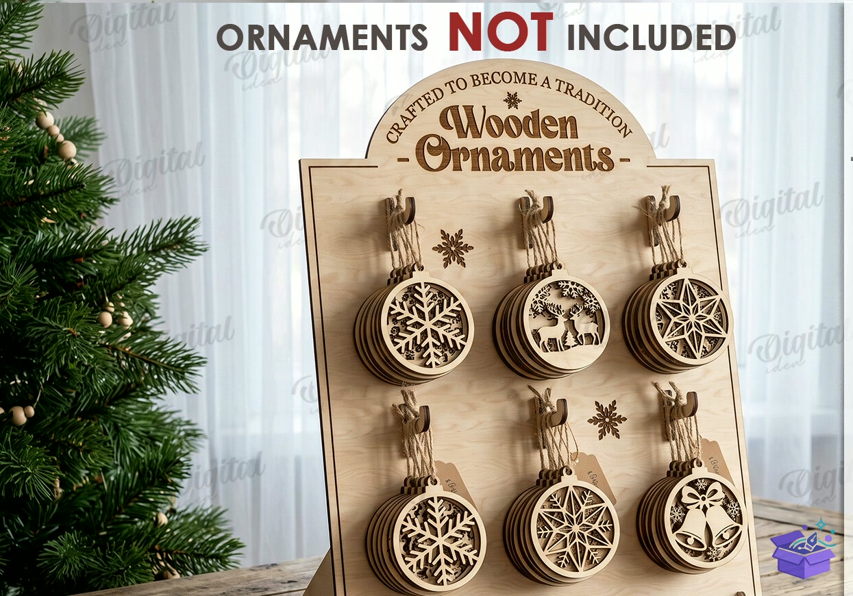 Yılbaşı Ağaç Süsü Display Stand - Tasarım Çizim Dosyası (SVG, DXF, EPS, PNG) önizleme 4