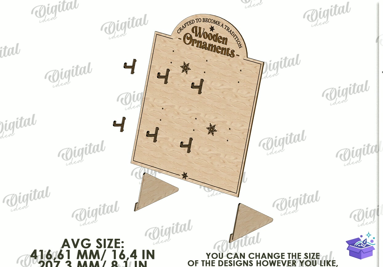 Yılbaşı Ağaç Süsü Display Stand - Tasarım Çizim Dosyası (SVG, DXF, EPS, PNG) önizleme 5