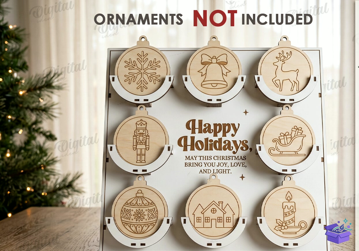 Yılbaşı Ağaç Süsü Display Stand - Tasarım Çizim Dosyası (SVG, DXF, EPS, PNG) önizleme 6
