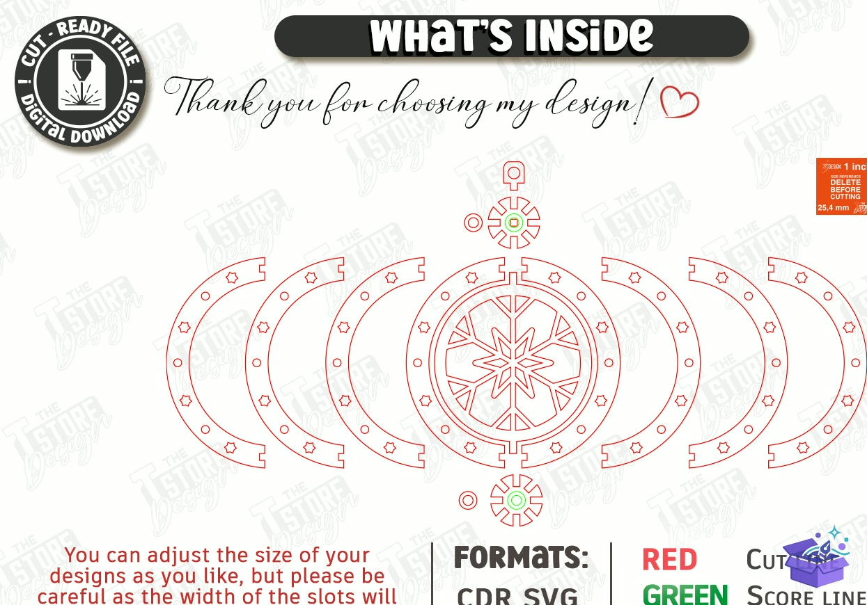 3D Yılbaşı Ağaç Süsü Lazer Kesim - Tasarım Çizim Dosyası (SVG, DXF, EPS, PNG) önizleme 5