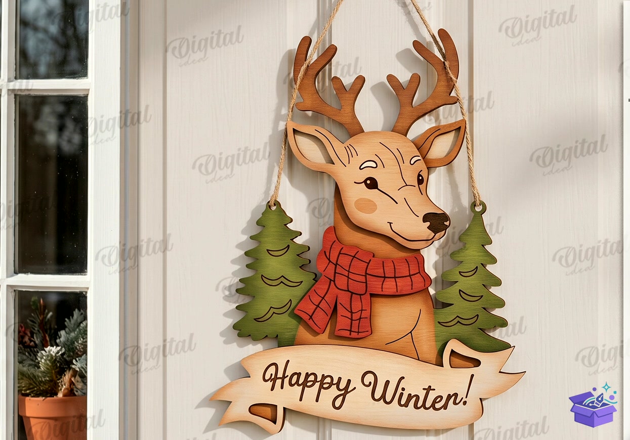 Retro Yılbaşı Door Hangers - Tasarım Çizim Dosyası (SVG, DXF, EPS, PNG) önizleme 2
