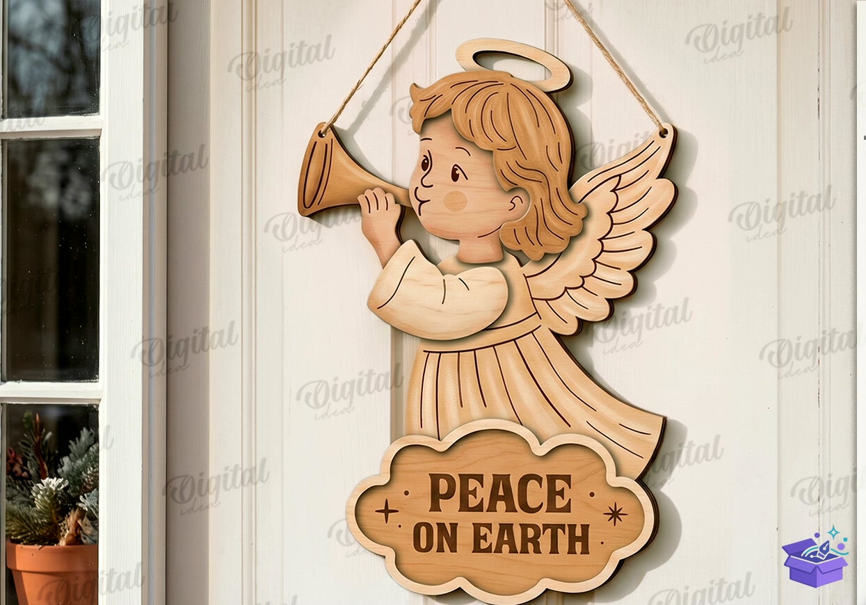Retro Yılbaşı Door Hangers - Tasarım Çizim Dosyası (SVG, DXF, EPS, PNG) önizleme 4